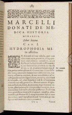 Cap. I. Hydrophobia Mira affectio.