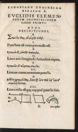 Euclidis Elementorum Geometricorum Liber Primus.