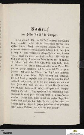 Nachruf von Helfer Reiff in Stuttgart