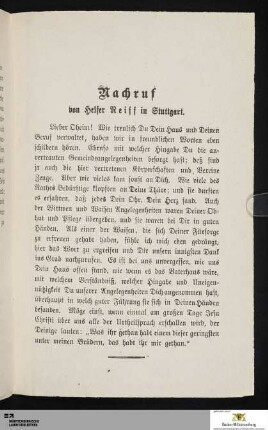 Nachruf von Helfer Reiff in Stuttgart