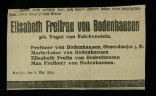 Bodenhausen, Elisabeth Freifrau von