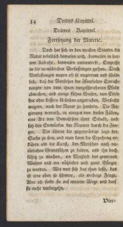 Drittes Kapittel. Fortsetzung der Materie