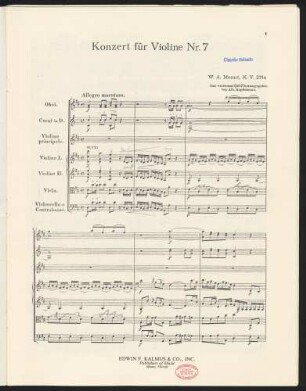 Violin Concerto No. 7 : K. 271a
