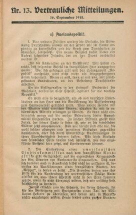 13.1918: Vertrauliche Mitteilungen