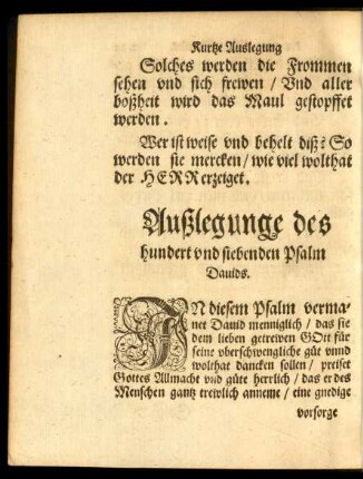 Außlegunge des hundert und siebenden Psalm Davids.