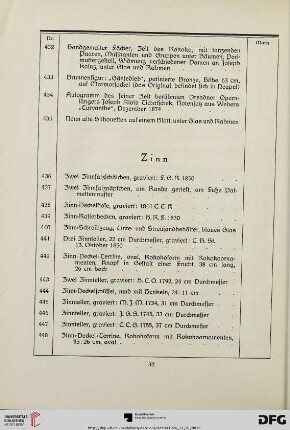 Gegenstände aus Zinn (Nr. 436-452)