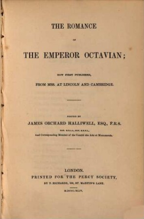 The romance of the emperor Octavian