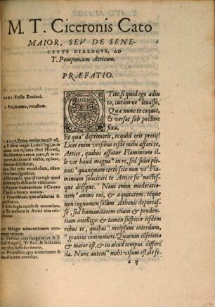 Cato maior, seu de Senectute dialogus, ad T. Pomponium Atticum