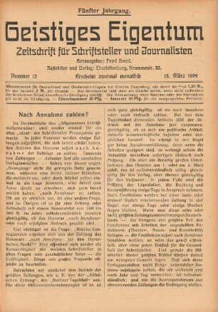 Nummer 12 (15. März 1909)