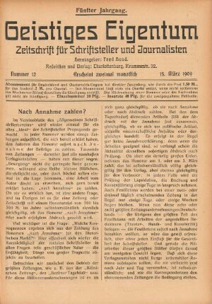 Nummer 12 (15. März 1909)