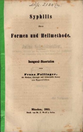 Syphilis : ihre Formen und Heilmethode