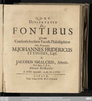 Dissertatio De Fontibus
