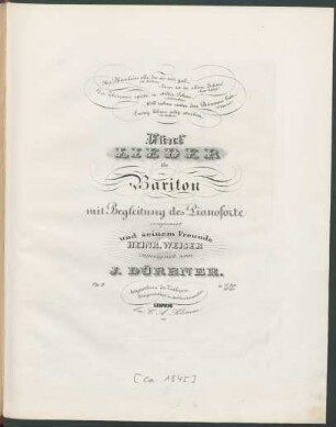 Fünf Lieder für Bariton mit Begleitung des Pianoforte : Op. 9.