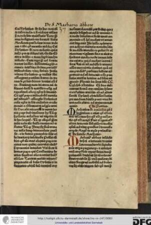 Macharius abbas descendit de Syti et intravit dormire in monumento ubi sepulta erant corpora paganorum...