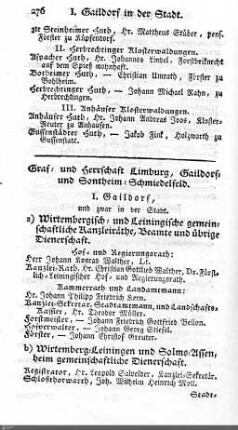 Beamte in Limpurg, Gaildorf, Sontheim, Schmiedelfeld