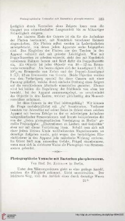 Photographische Versuche mit Bacterium phosphorescens