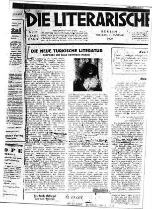 Essad Beys Artikel in der Zeitschrift Die literarische Welt 1929