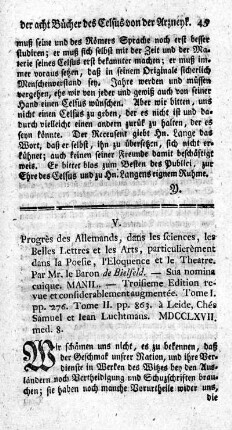Progrès des Allemands, dans les sciences, les Belles Lettres et les Arts. Tome I. Tome II.
