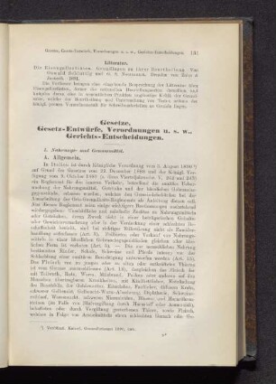 Gesetze, Gesetz-Entwürfe, Verordnungen u.s.w., Gerichts-Entscheidungen