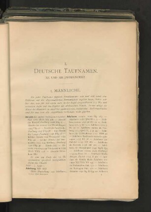 I. Deutsche Taufnamen. XII. und XIII. Jahrhundert.