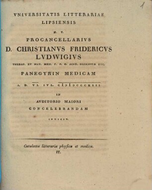 Catalecta litteraria physica et medica. IV. Bibliotheca Werneriana. F.