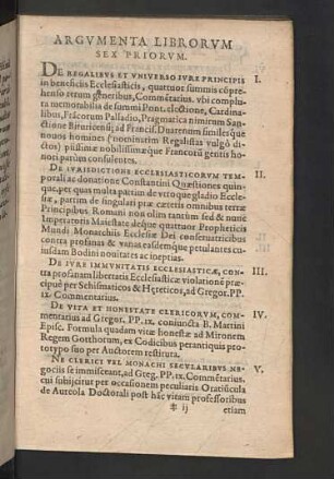 Argumenta librorum sex priorum.