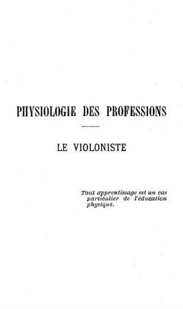 Physiologie des Professions: Le violoniste