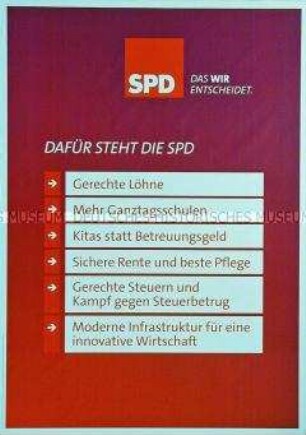 Wahlplakat der SPD zur Bundestagswahl am 22. September 2013 mit dem Slogan "Das Wir entscheidet."