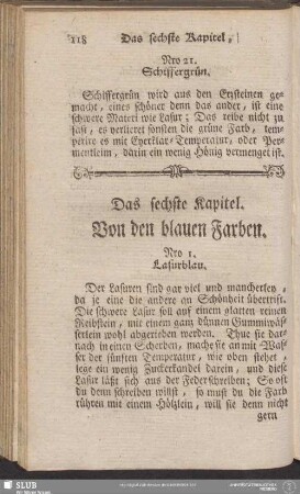 Das sechste Kapitel. Von den blauen Farben