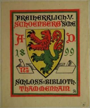 Freiherrlich von Schönberg'sche Schlossbibliothek Thammenhain / Exlibris