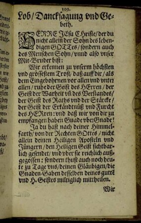 Lob, Dancksagung und Gebeth