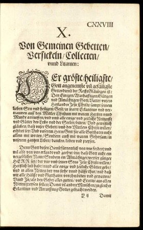 X. Von Gemeinen Gebetten/ Versickeln/ Collecten/ unnd Litanien: