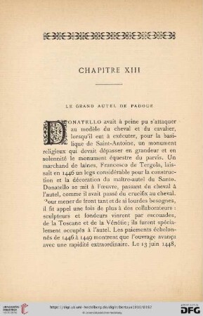 Chapitre XIII: Le grand autel de Padoue