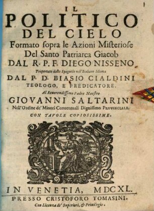 Il Politico Del Cielo : Formato sopra le Azione Misteriose Del Santo Patriarca Giacob