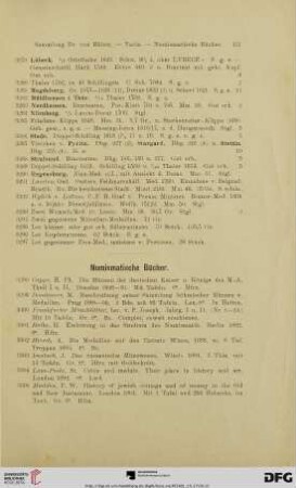 Numismatische Bücher (Nr. 3298-3316)