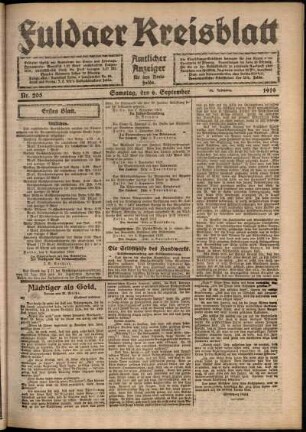 Erste Ausgabe vom Samstag, den 06. September 1919.