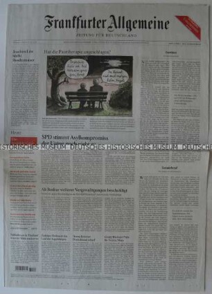Tageszeitung "Frankfurter Allgemeine Zeitung" mit Titel zur Regierungskrise in Deutschland
