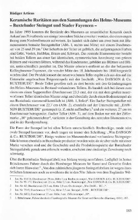 Keramische Raritäten aus den Sammlungen des Helms-Museums - Buxtehuder Steingut und Stader Fayencen -