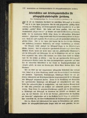 Arbeitsstätten und Arbeitsgemeinschaften für pädagogisch-psychologische Forschung