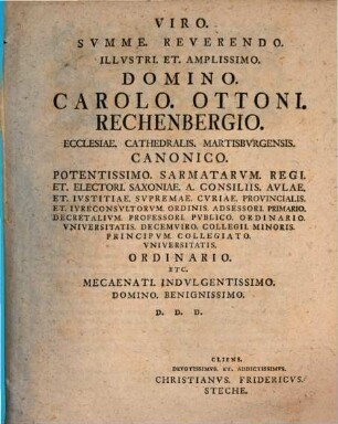 I. Exercitatio iuris civilis exhibens receptas lectiones ad Iauchium