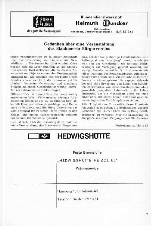 Gedanken über eine Veranstaltung des Blankeneser Bürgervereins