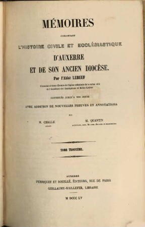 Mémoires concernant l'histoire civile et ecclésiastique d'Auxerre et de son ancien diocèse, 3
