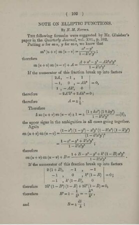 Note on elliptic functions.