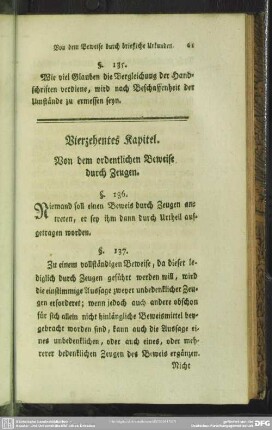 Vierzehentes Kapitel. Von dem ordentlichen Beweise durch Zeugen