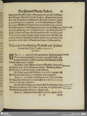 Noch andere denckwirdige Geschicht und Zeichen, so diese letzte Jahr Bapst Gregorii 13. geschehen
