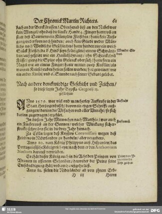 Noch andere denckwirdige Geschicht und Zeichen, so diese letzte Jahr Bapst Gregorii 13. geschehen