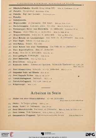 Arbeiten in Stein (Nr. 473-482)