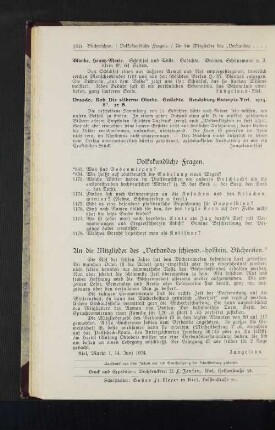 An die Mitglieder des "Verbandes schlesw.-holstein. Büchereien"