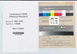 Entnazifizierung Walter Sturr, geb. 02.11.1896 (Verw.Gehilfe)