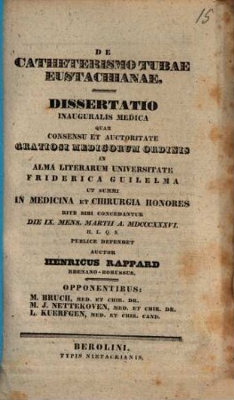 De catheterismo tubae Eustachianae : diss. inaug. med.